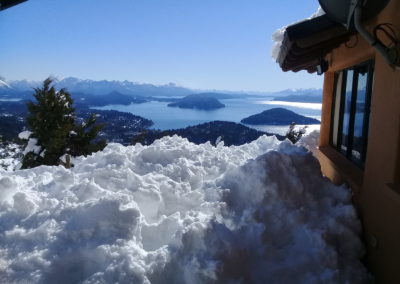 Vista desde jardín La Morada nevada